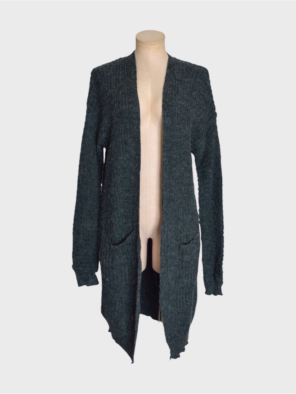 Simplee Open Front Longline Fuzzy Cardigan